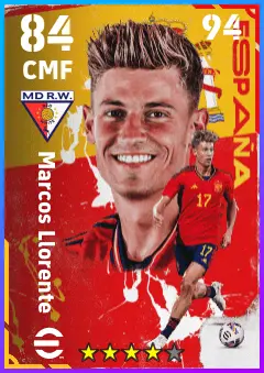 Marcos Llorente eFootball 2026 player card — 84 OVR CMF