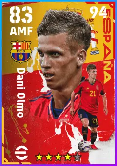 Dani Olmo eFootball 2026 player card — 83 OVR AMF