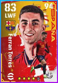 Ferran Torres eFootball 2026 player card — 83 OVR LWF
