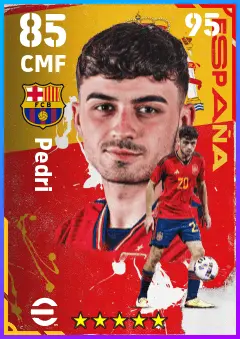 Pedri eFootball 2026 player card — 85 OVR CMF