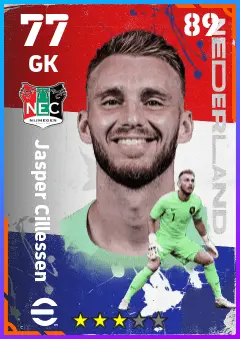 Jasper Cillessen eFootball 2026 player card — 77 OVR GK