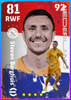 Steven Berghuis eFootball 2026 player card — 81 OVR RWF