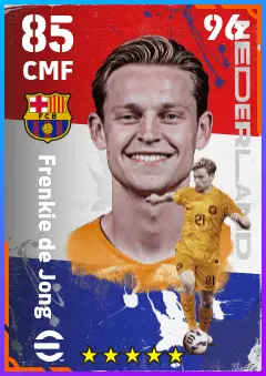 Frenkie de Jong eFootball 2026 player card — 85 OVR CMF