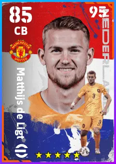 Matthijs de Ligt eFootball 2026 player card — 85 OVR CB