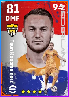 Teun Koopmeiners eFootball 2026 player card — 81 OVR DMF
