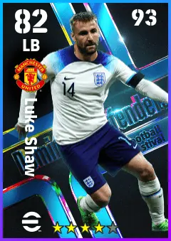Luke Shaw eFootball 2026 player card — 82 OVR LB