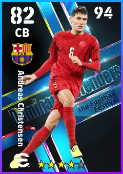Andreas Christensen eFootball 2026 player card — 82 OVR CB