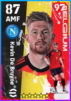 Kevin De Bruyne eFootball 2026 player card — 87 OVR AMF