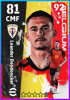 Leander Dendoncker eFootball 2026 player card — 81 OVR CMF