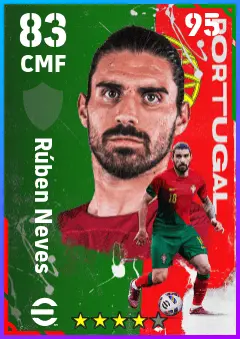 Ruben Neves eFootball 2026 player card — 83 OVR CMF
