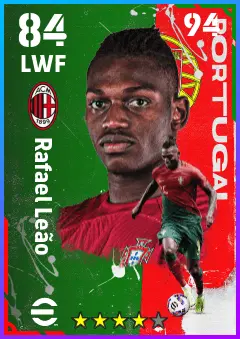 Rafael Leao eFootball 2026 player card — 84 OVR LWF