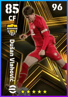 Dusan Vlahovic eFootball 2026 player card — 85 OVR CF