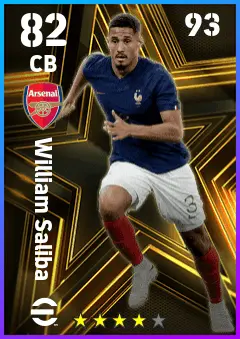 William Saliba eFootball 2026 player card — 82 OVR CB