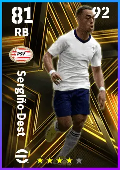 Sergino Dest eFootball 2026 player card — 81 OVR RB
