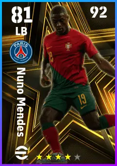 Nuno Mendes eFootball 2026 player card — 81 OVR LB