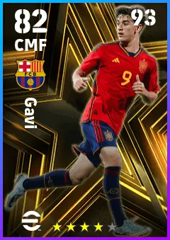 Gavi eFootball 2026 player card — 82 OVR CMF