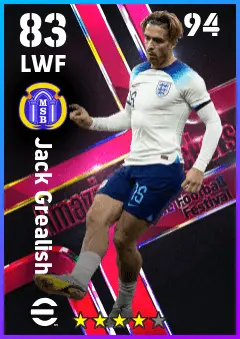 Jack Grealish eFootball 2026 player card — 83 OVR LWF