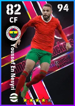 Youssef En Nesyri eFootball 2026 player card — 82 OVR CF