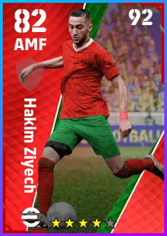 Hakim Ziyech eFootball 2026 player card — 82 OVR AMF
