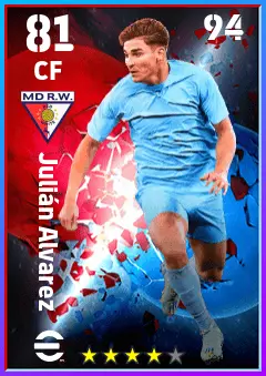 Julian Alvarez eFootball 2026 player card — 81 OVR CF