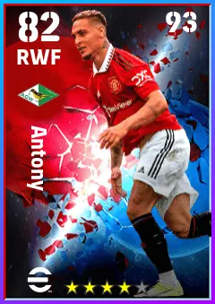 Antony eFootball 2026 player card — 82 OVR RWF