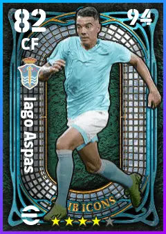 Iago Aspas eFootball 2026 player card — 82 OVR CF