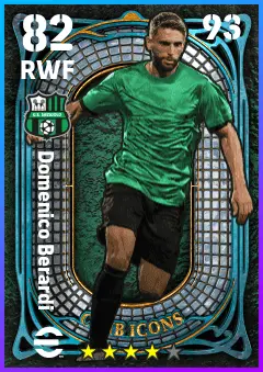 Domenico Berardi eFootball 2026 player card — 82 OVR RWF
