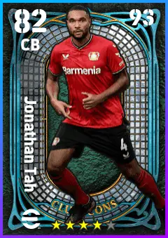 Jonathan Tah eFootball 2026 player card — 82 OVR CB
