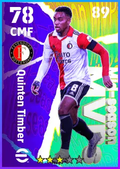 Quinten Timber eFootball 2026 player card — 78 OVR CMF