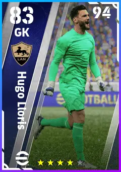Hugo Lloris eFootball 2026 player card — 83 OVR GK