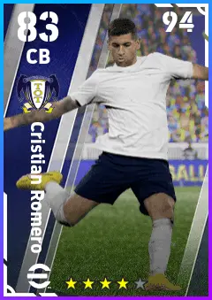 Cristian Romero eFootball 2026 player card — 83 OVR CB
