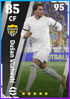 Dusan Vlahovic eFootball 2026 player card — 85 OVR CF