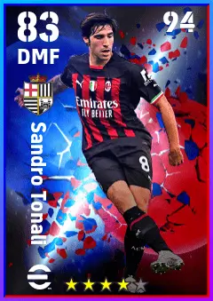 Sandro Tonali eFootball 2026 player card — 83 OVR DMF