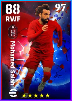 Mohamed Salah eFootball 2026 player card — 88 OVR RWF