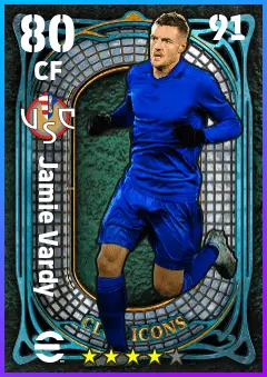 Jamie Vardy eFootball 2026 player card — 80 OVR CF
