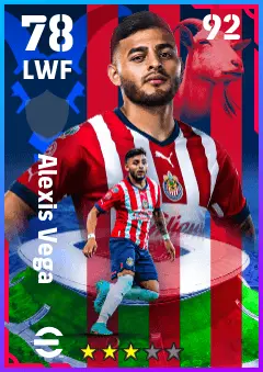 Alexis Vega eFootball 2026 player card — 78 OVR LWF