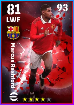 Marcus Rashford eFootball 2026 player card — 81 OVR LWF