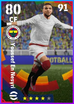 Youssef En Nesyri eFootball 2026 player card — 80 OVR CF
