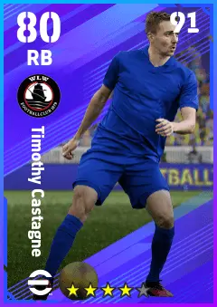 Timothy Castagne eFootball 2026 player card — 80 OVR RB