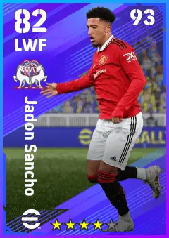 Jadon Sancho eFootball 2026 player card — 82 OVR LWF