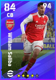 William Saliba eFootball 2026 player card — 84 OVR CB