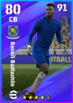 Benoit Badiashile eFootball 2026 player card — 80 OVR CB