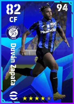 Duvan Zapata eFootball 2026 player card — 82 OVR CF