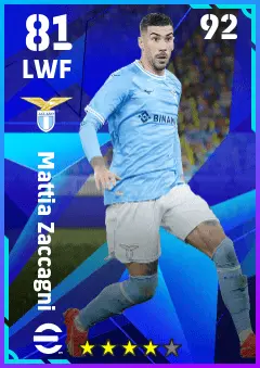 Mattia Zaccagni eFootball 2026 player card — 81 OVR LWF