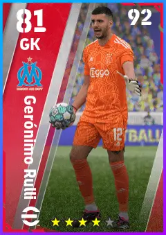 Geronimo Rulli eFootball 2026 player card — 81 OVR GK
