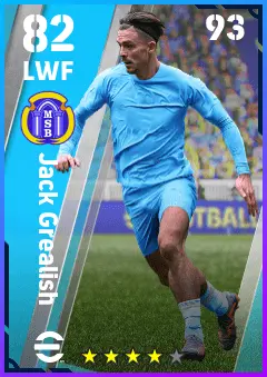 Jack Grealish eFootball 2026 player card — 82 OVR LWF