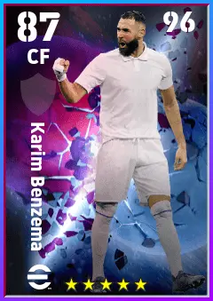 Karim Benzema eFootball 2026 player card — 87 OVR CF