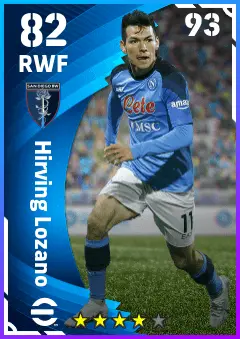 Hirving Lozano eFootball 2026 player card — 82 OVR RWF