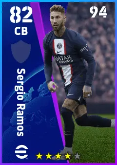 Sergio Ramos eFootball 2026 player card — 82 OVR CB