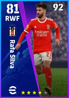 Rafa Silva eFootball 2026 player card — 81 OVR RWF
